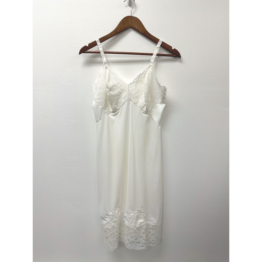 Vintage Gossard Artemis Lace Trim‎ Full Slip White Size 34